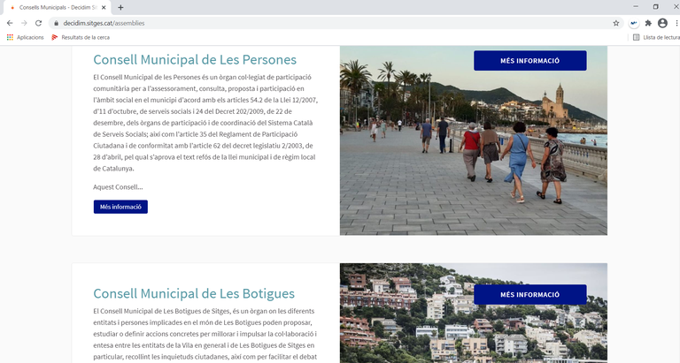 El portal de participació de Sitges amplia el contingut amb un apartat dedicat als Consells Municipals