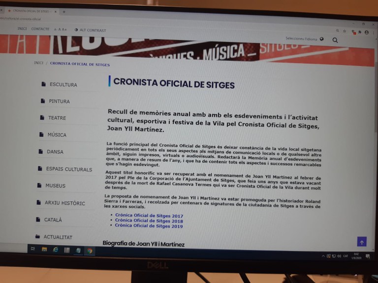 La pàgina web de l’Ajuntament de Sitges estrena una secció dedicada al Cronista Oficial, Joan Yll Martínez